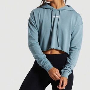 GymShark Small Gray Long Sleeve Crop Top  And Cropped Hoodie Bundle